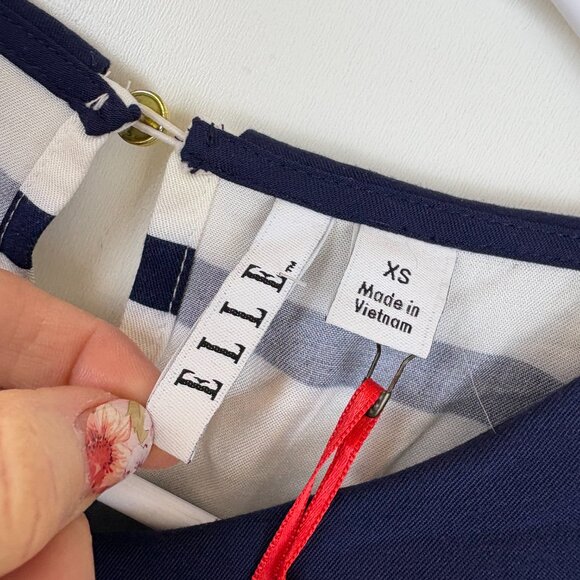 Elle Stripped Navy Sailor Dress XS Nautical Preppy NWT - Picture 5 of 11
